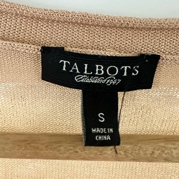 Talbots Gold Tie Front Knit Short Sleeve Top Size Small - Picture 5 of 9